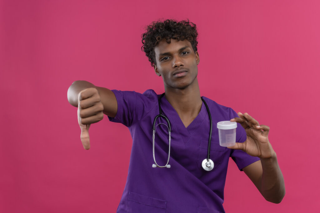 Doctor Giving Thumbs Down Gesture