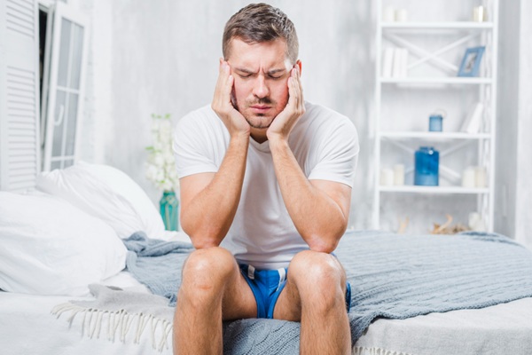 Tired man with low testosterone signs